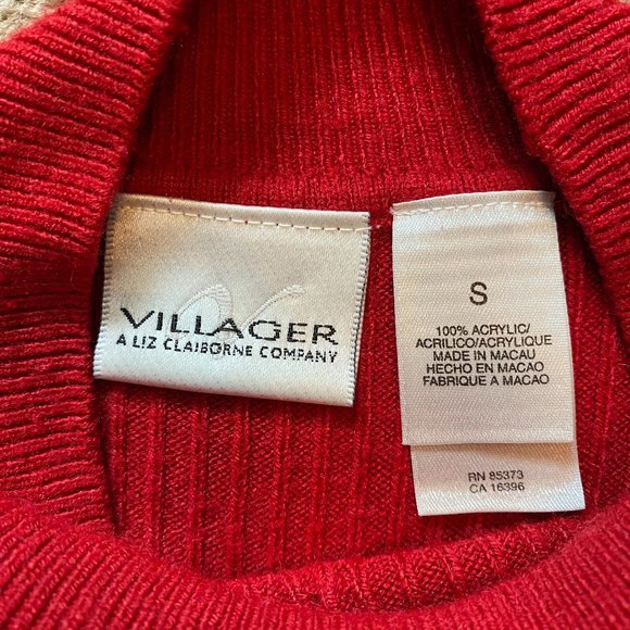Villager Women Red Mock Neck Sweater Liz Claiborne - Picture 4 of 5